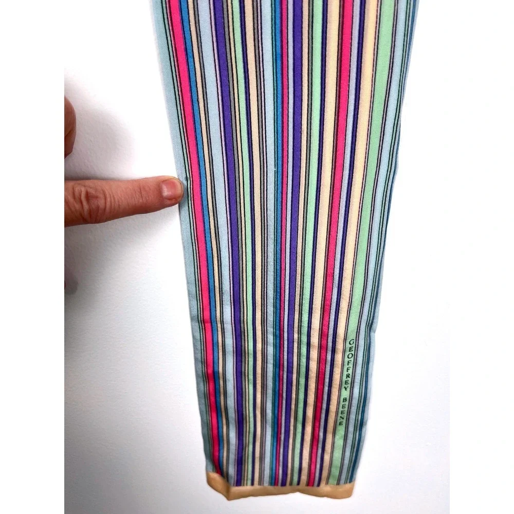 Geoffrey Beene Vintage Silk Scarf Multi Color Vertical Stripe Made in Japan Mens